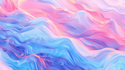 Fototapeta premium Soft pastel waves in pink and blue create serene and dreamy abstract background. flowing patterns evoke sense of calm and tranquility, perfect for various design projects