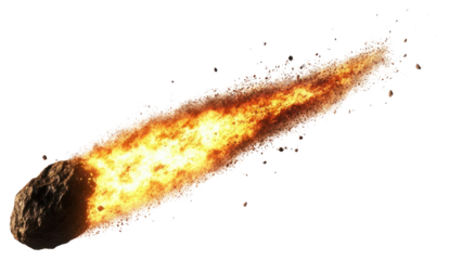 PNG High-speed asteroid falling fire meteor bonfire burning object.