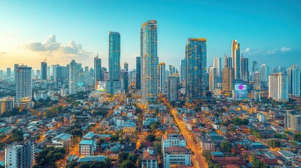 Jakarta skyline sunset cityscape urban panorama
