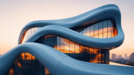Modern building sunset city architecture design