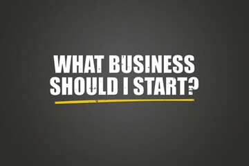 What Business Should I Start.. A blackboard with white text. Illustration with grunge text style.