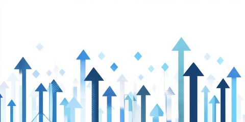 A background with blue arrows pointing upwards, representing growth and progress on a white background Generative AI