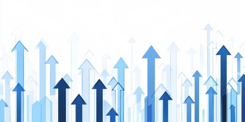 A background of blue arrows pointing upwards, representing growth and progress on a white background Generative AI