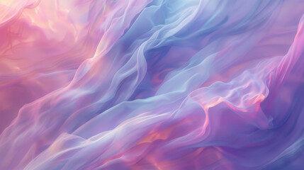 Obraz premium Soft pastel fabric waves in shades of pink and blue create dreamy, ethereal atmosphere. flowing textures evoke sense of calm and tranquility