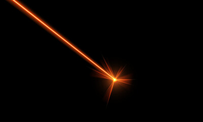 Vector illustration of laser beam effect with bright orange glow and flash.