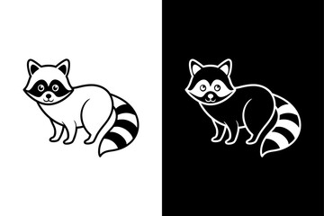 Raccoon animal icon vector on White Background ,Vector Art Illustration on white background.