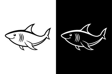 Shark fish icon vector on White Background ,Vector Art Illustration on white background.