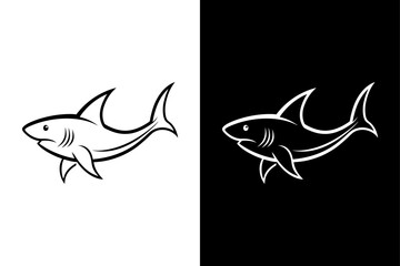 Shark fish icon vector on White Background ,Vector Art Illustration on white background.