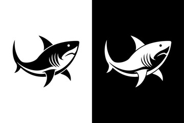 Shark fish icon vector on White Background ,Vector Art Illustration on white background.