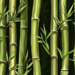 Obraz premium Seamless Bamboo Pattern on Dark Background