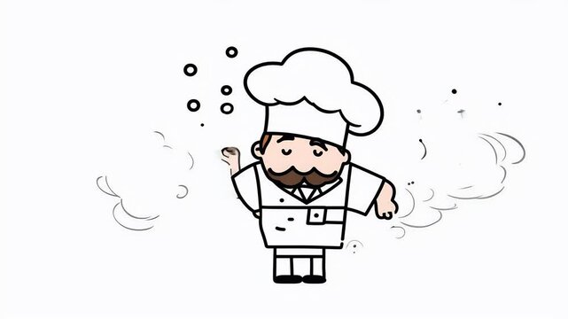 white screen video of chef cook baker aring mustache serving loaf bread