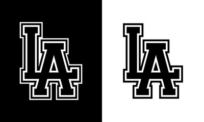 LA Vintage Retro Intertwined Outline Letter Logo – Classic Los Angeles Text Vector Design


