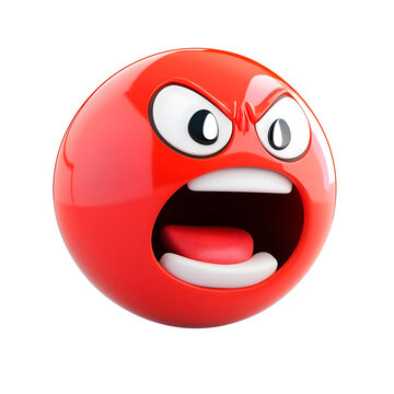 Naklejki isolated red 3d emoji angry face on plain background mad emoticons reaction icons