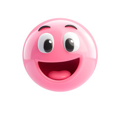 Fototapeta premium isolated pink 3d emoji happy face on plain background smiley emoticons reaction icons