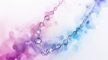 Elegant Watercolor Illustration of a Gemstone Necklace on Gradient Background