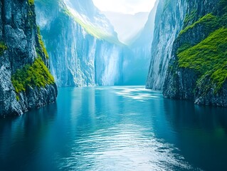 A majestic fjord surrounded by step wild cliffs