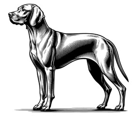 Hand drawn cute Vizsla in full-body, vector sketch isolated on white background, SVG vector	