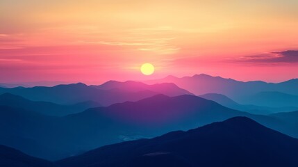 Obraz premium Colorful mountain sunset landscape view