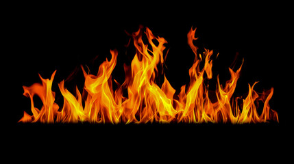 Fire flames on a black background