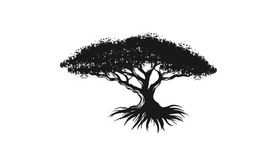 Vector Illustration Image of black tree silhouette