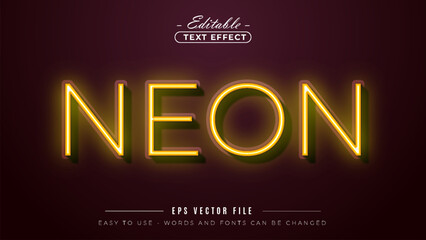Editable yellow Neon text effect on dark background for creative design projects.