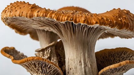Detail view of a mushroom cap highlighting its texture and structure in nature