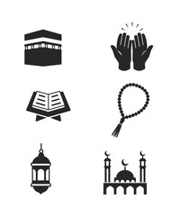 Islamic icons_Muslim prayer and ramadan kareem _stock illustration