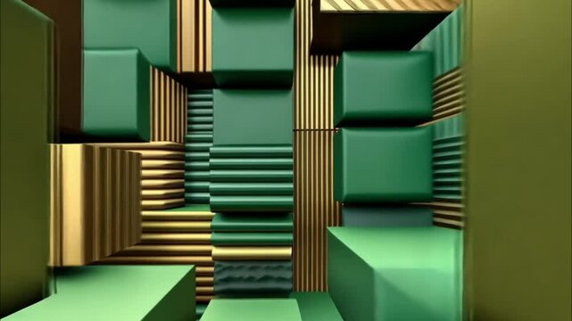 Abstract green geometric shapes with modern textures and patterns.

