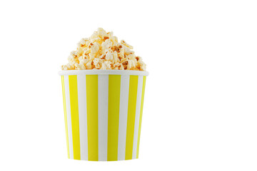Delicious popcorn, classic box, classic paper cup with Yellow stripe, isolated on white background...