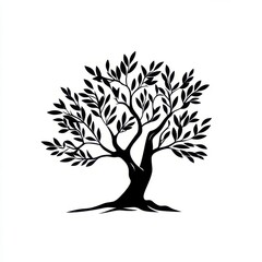 Obraz premium Minimalist Olive Tree Silhouette Icon Exuding Natural Elegance with Crisp Lines and Timeless Mediterranean Simplicity