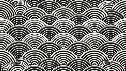 Elegant Black and White Fishscale Pattern Background