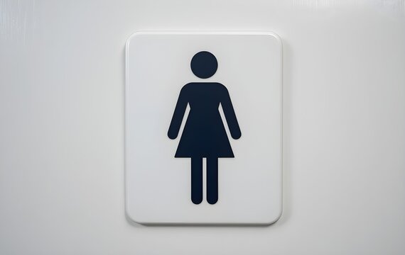 Female icon toilet sign on white background, Women toilet sign, ladies restroom sign