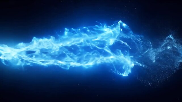 Dynamic 4K video animation featuring electrifying blue shockwave rippling dark backdrop resembling space explosion high quality particle effects visual presentations