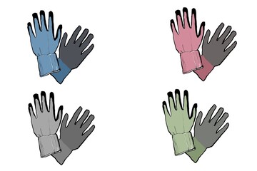 Obraz premium Gloves shovel illustration gardening farming