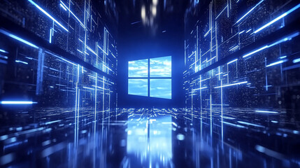 Futuristic Interface, Digital Gateway to Cloud Computing and Connectivity