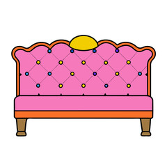 Tufted Headboard Vector Illustration - Cartoon, Clipart & Line Art on White Background, Tufted headboard vector illustration in cartoon, clipart, and line art styles on a white background.