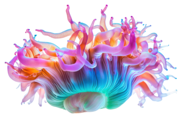 PNG Rainbow sea anemone white background invertebrate creativity.