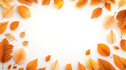 Obraz premium Autumn Leaves Frame White Background Design