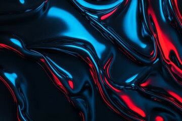 Red and blue abstract swirls on black background. Neural network AI generated