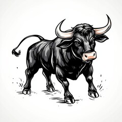 Fototapeta premium Black Bull Animal Power in Nature