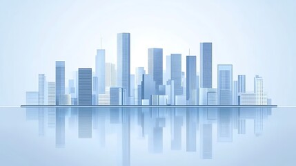 Obraz premium Modern City Skyline Reflected in Calm Water