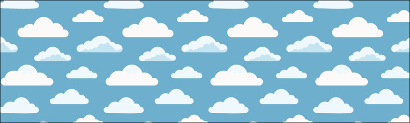 Sky with clouds simple pattern print, vector background