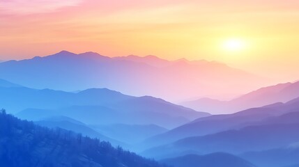Obraz premium Serene Sunset Over Layered Mountain Ranges