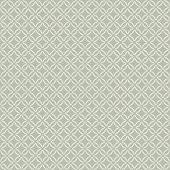 Simple minimalist abstract geometric seamless pattern. Subtle minimal vector texture with small rounded shapes in regular grid, diamonds, rhombuses. Background in sage green color. Repeated design