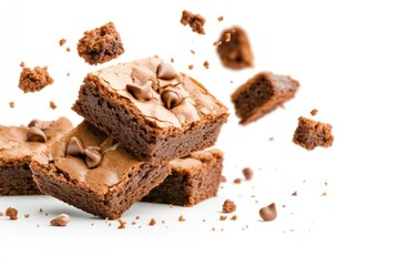 Delicious Chocolate Chip Brownies in Mid Air