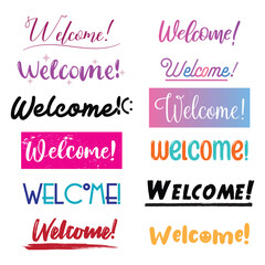 Welcome Hand Lettering Set Vector Design.