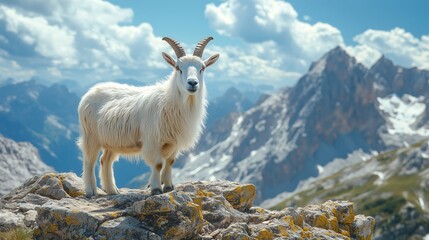 Obraz premium Mountain Goat on a Rocky Peak