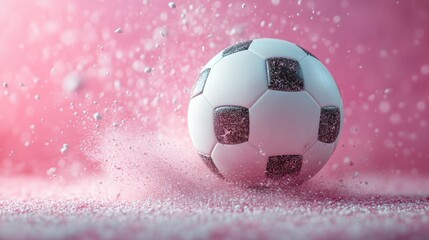 Fototapeta premium Soccer ball scores goal with glowing light effects