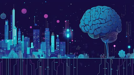 FND Functional Neurological Disorder Functional Neurological Disorder FDN Colorful abstract cityscape with brain design.