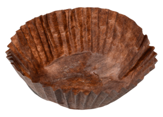 Empty paper round candy wrapper on isolated background, close up